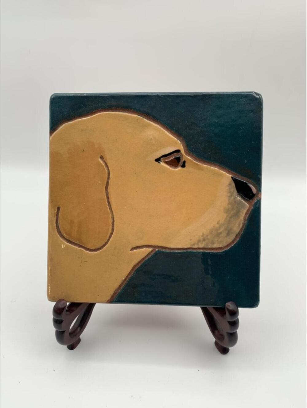 Yellow Lab Dog Marblehead Tileworks Painted Tile
